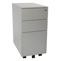 STEELCO SLIMLINE MOBILE PEDESTAL BBF 615 X 300 X 500MM SILVER SATIN