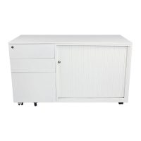 STEELCO TRIMLINE MOBILE CADDY LEFT HAND ORIENTATION 615 X 1050 X 500MM WHITE SATIN