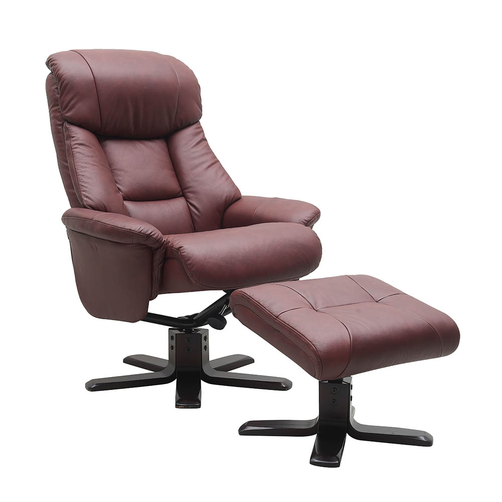 PICASSO MAJESTIC HIGH BACK CHAIR WITH OTTOMAN BURGANDY