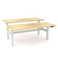 OLG AGILEMOTION DOUBLE SIDED DESK DUAL MOTOR ELECTRIC HEIGHT ADJUSTABLE 1200MM X 750MM WHITE FRAME / NEW OAK TOP