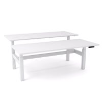 OLG AGILEMOTION DOUBLE SIDED DESK DUAL MOTOR ELECTRIC HEIGHT ADJUSTABLE 1800MM X 750MM WHITE FRAME / WHITE TOP