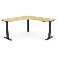 OLG AGILE ELECTRIC TRIPLE 3 COLUMN WORKSTATION RH 1800 X 1800 X 750MM BLACK FRAME NEW OAK TOP