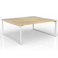 OLG ANVIL 2-PERSON DSD WORKSTATION WHITE FRAME 1800 X 750MM NEW OAK RAVINE