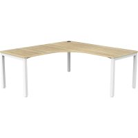 OLG AXIS SINGLE SIDED 90 DEGREE WORKSTATION RIGHT HAND RETURN 1800 X 1800 X 750MM WHITE FRAME NEW OAK TOP