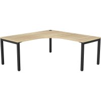 OLG AXIS SINGLE SIDED 90 DEGREE WORKSTATION LEFT HAND RETURN 1800 X 1800 X 750MM BLACK FRAME NEW OAK TOP