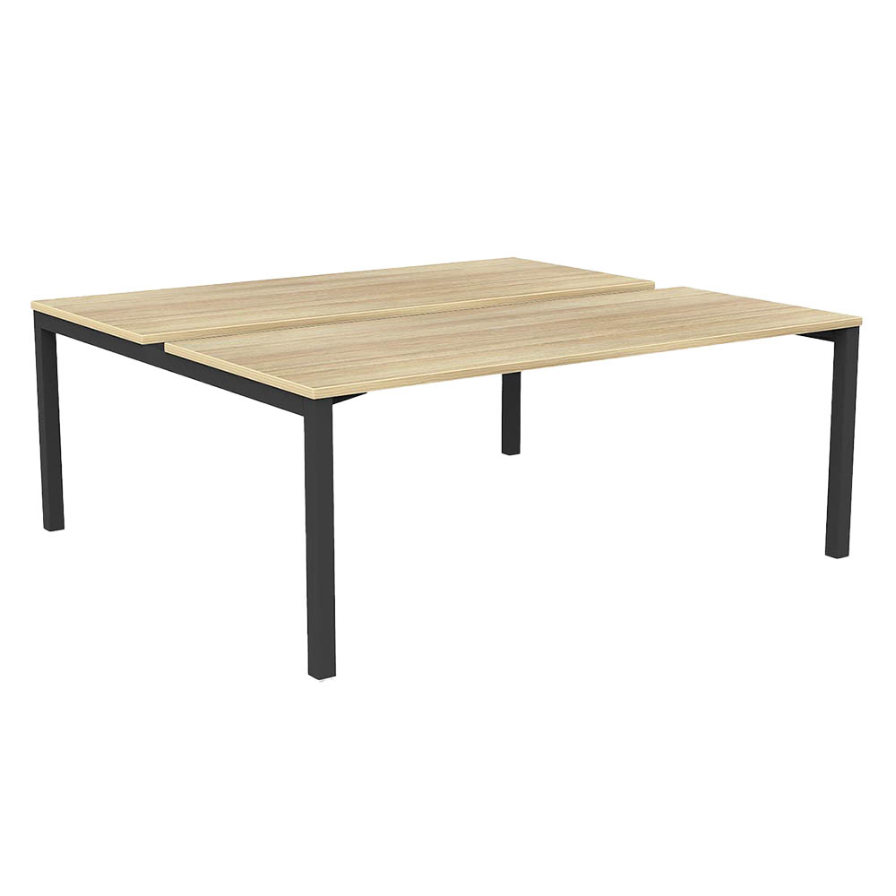 OLG AXIS 2-PERSON DSD WORKSTATION BLACK FRAME 1800 X 750MM NEW OAK RAVINE
