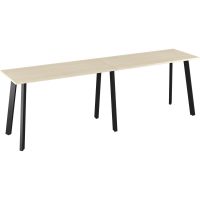 OLG FLARE BAR LEANER 6 LEG BLACK FRAME 3000MM X 750MM NORDIC MAPLE 2-PIECE TOP