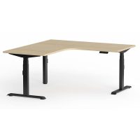OLG KLASS 3C/2M ELECTRIC 90DEG WORKSTATION BLACK FRAME 1800 X 1800 X 750MM NEW OAK RAVINE WITH LH RETURN