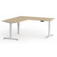 OLG KLASS 3C/2M ELECTRIC 90DEG WORKSTATION WHITE FRAME 1800 X 1800 X 750MM NEW OAK RAVINE WITH LH RETURN