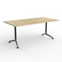 OLG MODULUS MEETING TABLE SINGLE POST COLLAR LEG 1800 X 900MM NEW OAK TOP