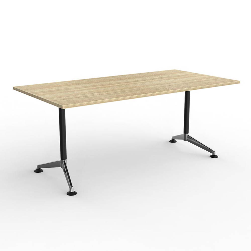 OLG MODULUS MEETING TABLE SINGLE POST COLLAR LEG 1800 X 900MM NEW OAK TOP