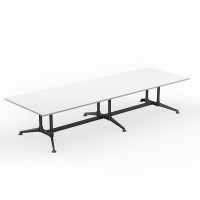 OLG MODULUS MEETING TABLE ALL BLACK FRAME 3600 X 1200MM 2 PIECE TOPS WHITE