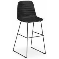 SOFIA BARSTOOL WITH BLACK SLED POWDERCOATED BASE BLACK PU UPHOLSTERY