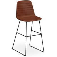 SOFIA BARSTOOL WITH BLACK SLED POWDERCOATED BASE RUSSET TAN PU UPHOLSTERY