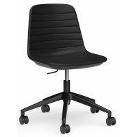 SOFIA CHAIR WITH BLACK GAS LIFT CASTOR BASE BLACK PU UPHOLSTERY