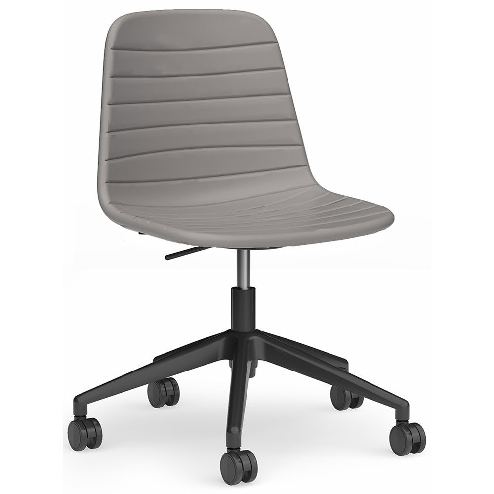 SOFIA CHAIR WITH BLACK GAS LIFT WITH TILT CASTOR BASE LIGHT GREY PU UPHOLSTERY