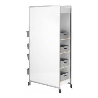 VISIONCHART WHITEBOARD HUDDLE MOBILE STORAGE WITH EXTRA 2 SHELVES AND 10 STORAGE BASKETS