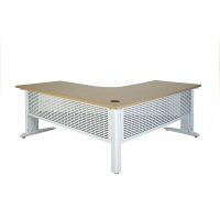 SUMMIT CORNER WORKSTATION WITH METAL C-LEGS 1500 X 1500 X 750MM OAK/WHITE